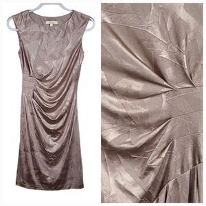 Aidan Mattox Mother of the Bride Formal Ruched Sheath Sleeveless Dress Bronze
